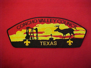 Concho Valley council, oversized csp shape, 4.25 x 10.75", stitch marks, excellent cond.