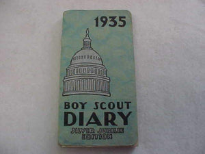1935 BSA DIARY, SILVER JUBILEE EDITION, GOOD CONDITION, DIARY OWNED BY SCOUT IN FT. WORTH, TX