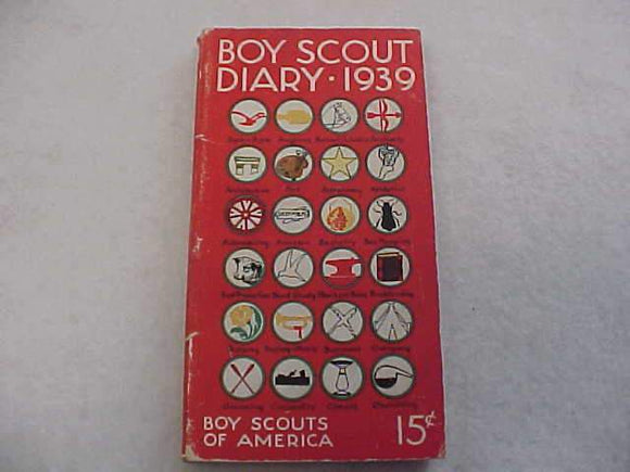 1939 BSA DIARY, VERY GOOD CONDITION, NO WRITING OTHER THAN SCOUTS' NAME ON INSIDE