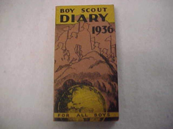 1936 BSA DIARY, GOOD COND., MANY DAILY SCOUT ENTRIES