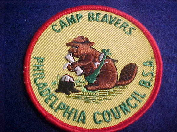 PHILADELPHIA COUNCIL, CAMP BEAVERS, 1960'S, RED BORDER