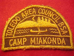 MIAKONDA, TOLEDO AREA COUNCIL, 1950'S, SECOND YEAR CAMPER, HIGH HILLS, BROWN TWILL, USED