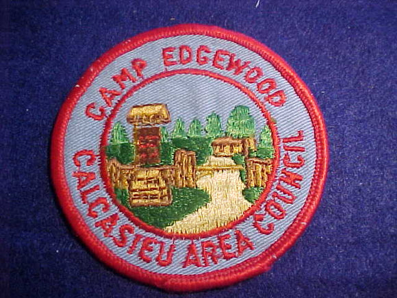 EDGEWOOD, CALCASIEU AREA COUNCIL, 1960'S, CLOTH BACK, SMALL FONT