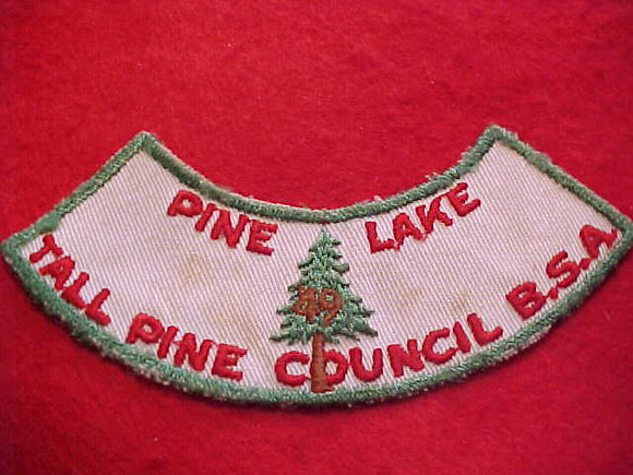 PINE LAKE, TALL PINE COUNCIL, 1949, USED, RARE