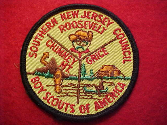 ROOSEVELT-CHIMNEY MT.-GRICE, SOUTHERN NEW JERSEY COUNCIL, 1960'S?, CLOTH BACK