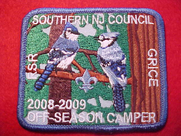 ROOSEVELT SCOUT RESERVATION/GRICE, SOUTHERN NEW JERSEY COUNCIL, OFF SEASON CAMPER, 2008-2009