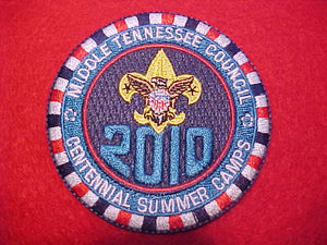 MIDDLE TENNESSEE COUNCIL, CENTENNIAL SUMMER CAMPS, 2010