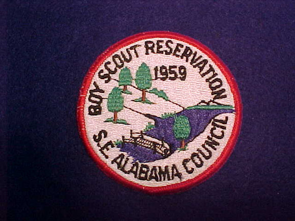 BOY SCOUT RESERVATION, SOUTHEAST ALABAMA COUNCIL, 1959, ERROR ISSUE (OR REMAKE), PLASTIC BACK