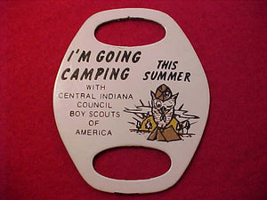 CENTRAL INDIANA COUNCIL SLIDE, "IM GOING CAMPING THIS SUMMER", 1960'S, BLACK LETTERS, BLINKING OWL