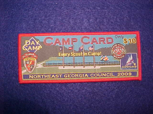 NORTHEAST GEORGIA COUNCIL CAMP CARD; SCOUTLAND, RAINEY MOUNTAIN, FRANK D. MERRILL, 2009