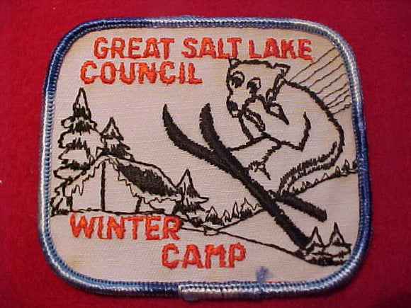 GREAT SALT LAKE C., WINTER CAMP, 1970'S, STAINED