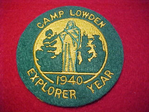 LOWDEN, 1940, EXPLORER YEAR, REPLICA ISSUE, PB, EMBROIDERED FELT