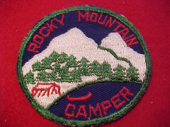 ROCKY MOUNTAIN CAMPER, 1950'S, MINT FRONT, GLUE MARKS ON BACK