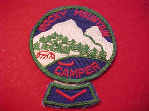 ROCKY MOUNTAIN CAMPER, W/ SEGMENT, 1950'S, USED
