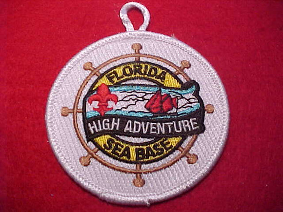 FLORIDA SEA BASE, HIGH ADVENTURE, RED FDL, WHITE FULLY EMBROIDERED BKGR.