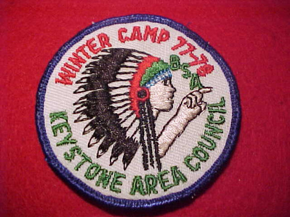 KEYSTONE AREA C., 1977-78, WINTER CAMP, SEWN ONTO FELT