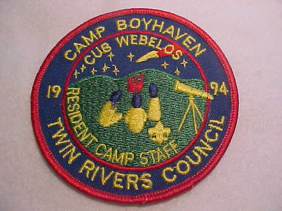 BOYHAVEN, 1994, CUB WEBELOS RESIDENT CAMP STAFF, TWIN RIVERS C.