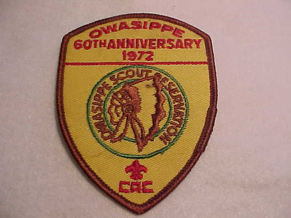 OWASIPPE, 1972, 60TH ANNIV., CAC, SLIGHTLY SOILED