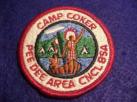 COKER PATCH, PEE DEE AREA C., WHITE FULLY EMBROIDERED BKGR.