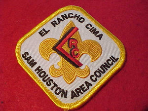 EL RANCHO CIMA PATCH, SAM HOUSTON AREA C., YELLOW BDR., WHITE TWILL