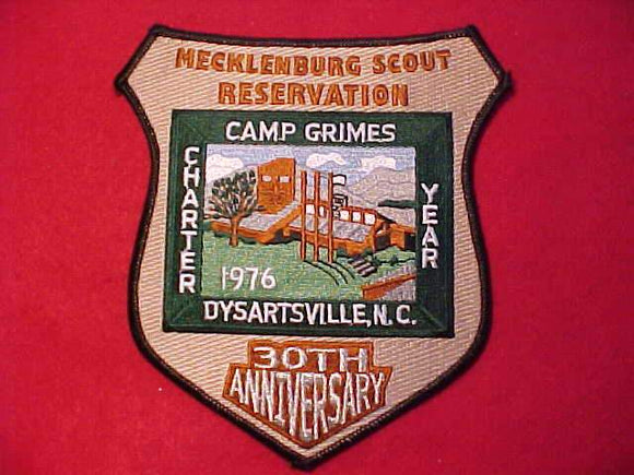 GRIMES JACKET PATCH, 1976-2006, CHARTER YEAR, 30TH ANNIV., BLACK BDR.