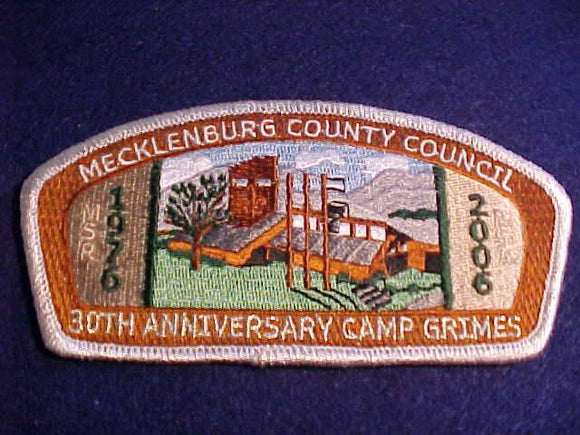 MECKLENBURG COUNTY C., SA-14, CAMP GRIMES, 1976-2006, 30TH ANNIV., 1300 MADE