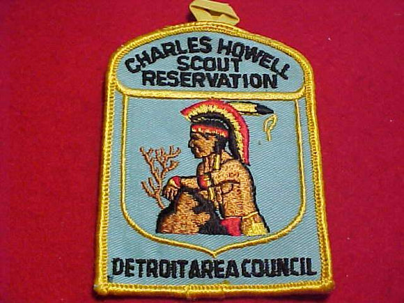 CHARLES HOWELL SCOUT RESV. PATCH, DETROIT AREA C., 1960'S, AQUA TWILL W/ BUTTON LOOP