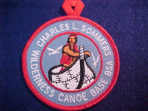 CHARLES L. SOMMERS WILDERNESS CANOE BASE PATCH, CLOTH BUTTON LOOP, CLEAR PB