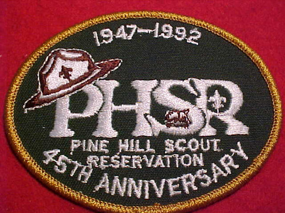 PINE HILL SCOUT RESV. PATCH, 1947-1992, 45TH ANNIV.