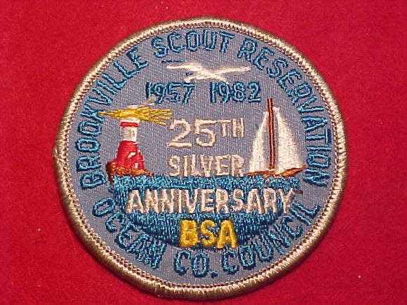 BROOKVILLE SCOUT RESV. PATCH, 1957-1982, 25TH SILVER ANNIV., OCEAN COUNTY C.