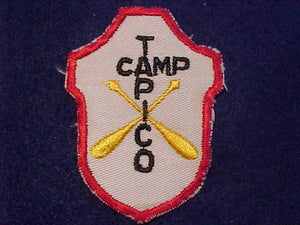 TAPICO CAMP PATCH, TALL PINE C., 1950'S-60'S, OVAL "O", WHITE TWILL, USED