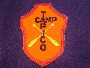 TAPICO CAMP PATCH, TALL PINE C., 1950'S, OVAL "O", ORANGE TWILL