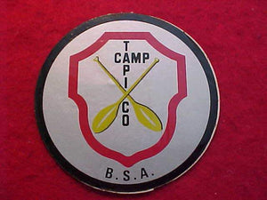 TAPICO CAMP STICKER, TALL PINE C., 1971, 3" ROUND