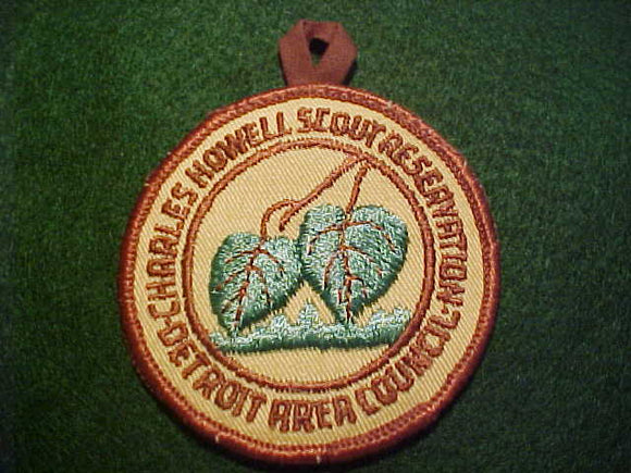 CHARLES HOWELL SCOUT RESV. PATCH, DETROIT AREA COUNCIL, YELLOW TWILL, BROWN BDR.