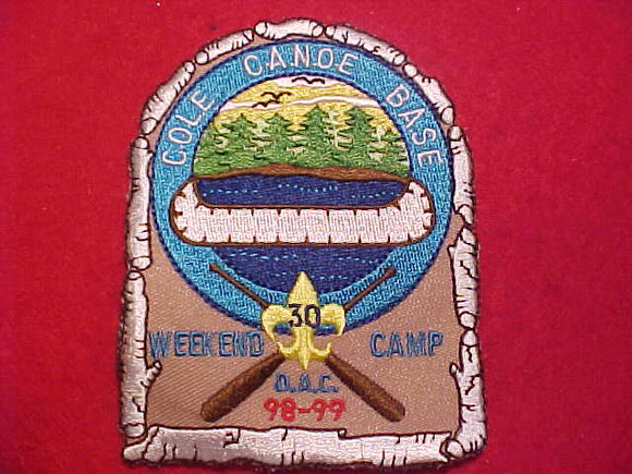 COLE CANOE BASE PATCH, 1998-99 WEEKEND CAMP, DETROIT AREA COUNCIL