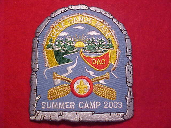 COLE CANOE BASE PATCH,  2003 SUMMER CAMP, DETROIT AREA COUNCIL