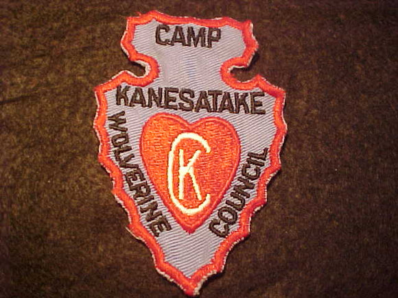 KANESATAKE PATCH, 1960'S, WOLVERINE COUNCIL, BLUE TWILL, USED