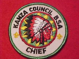 KANZA COUNCIL PATCH, (CAMP?) CHIEF, 1960'S
