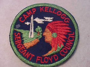 KELLOGG PATCH, 1950'S, SERGEANT FLOYD COUNCIL, BLUE TWILL, USED