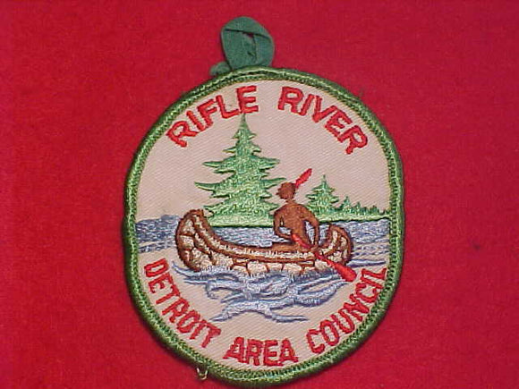 RIFLE RIVER PATCH, DETROIT AREA COUNCIL, 1960'S, WHITE TWILL, USED