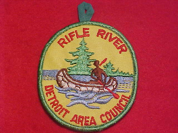 RIFLE RIVER PATCH, DETROIT AREA COUNCIL, 1960'S, YELLOW TWILL