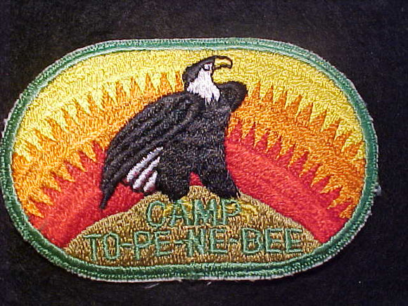 TO-PE-NE-BEE PATCH, FULLY EMBROIDERED, GREEN CUT EDGE, SLIGHT USE