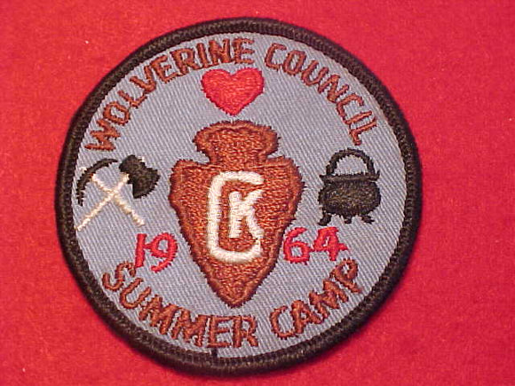 WOLVERINE COUNCIL PATCH, 1964 SUMMER CAMP