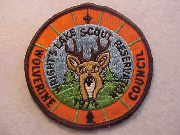 WRIGHTS LAKE SCOUT RESV. PATCH, 1974, WOLVERINE