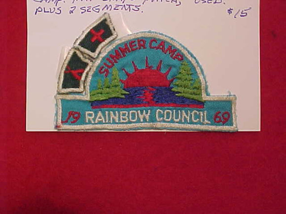 RAINBOW COUNCIL SUMMER CAMP HAT SHAPE PATCH, 1969, PLUS 2 SEGMENTS, USED