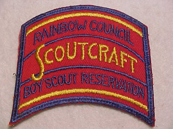 RAINBOW COUNCIL BOY SCOUT RESV. PATCH, 1950'S, SCOUTCRAFT, USED