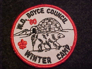 W. D. BOYCE COUNCIL PATCH, 1980 WINTER CAMP, USED