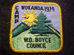 WOKANDA PATCH, 1974, W. D. BOYCE COUNCIL, USED