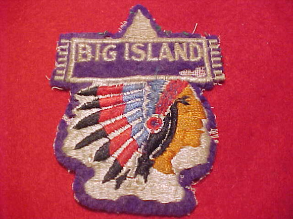 BIG ISLAND PATCH, EMBROIDERED ON NAVY FELT, USED, FAIR COND.