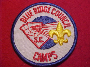 BLUE RIDGE COUNCIL CAMPS PATCH, 1980+/-, 3" ROUND, PB